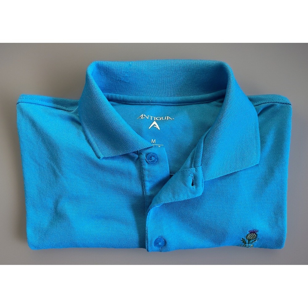 Antigua Short Sleeve Collared Golf Polo Shirt Embroidered Logo Blue Medium JBHS - Picture 8 of 8